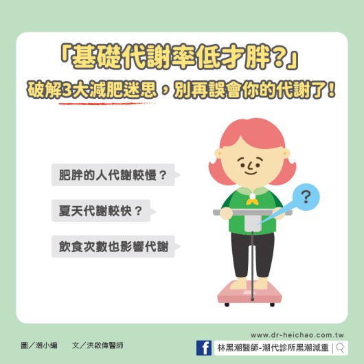 「基礎代謝率低才胖？」破解3大減肥迷思，別再誤會你的代謝了！／文：洪啟偉醫師