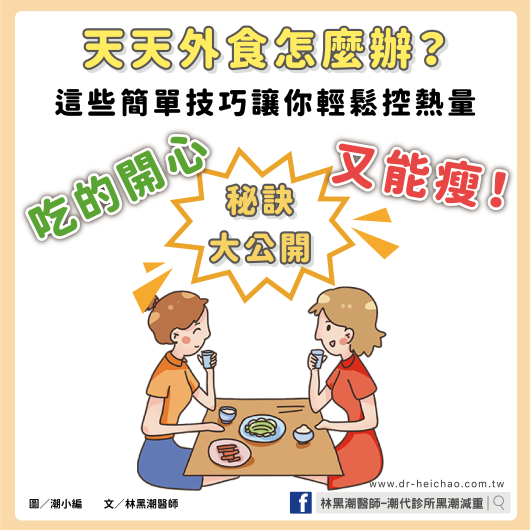 天天外食怎麼辦？這些簡單技巧讓你輕鬆控熱量 / 文：林黑潮醫師
