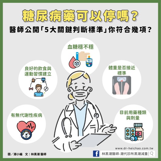 糖尿病藥可以停嗎？醫師公開「5大關鍵判斷標準」你符合幾項？／文：林黑潮醫師