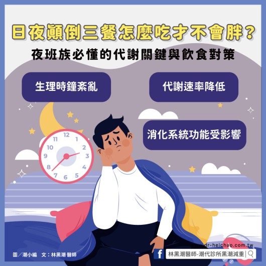 日夜顛倒三餐怎麼吃才不會胖？夜班族必懂的代謝關鍵與飲食對策／文：林黑潮醫師