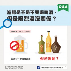 有人問：「減肥是不是不要喝啤酒，但是喝烈酒沒關係？」                                                                                                